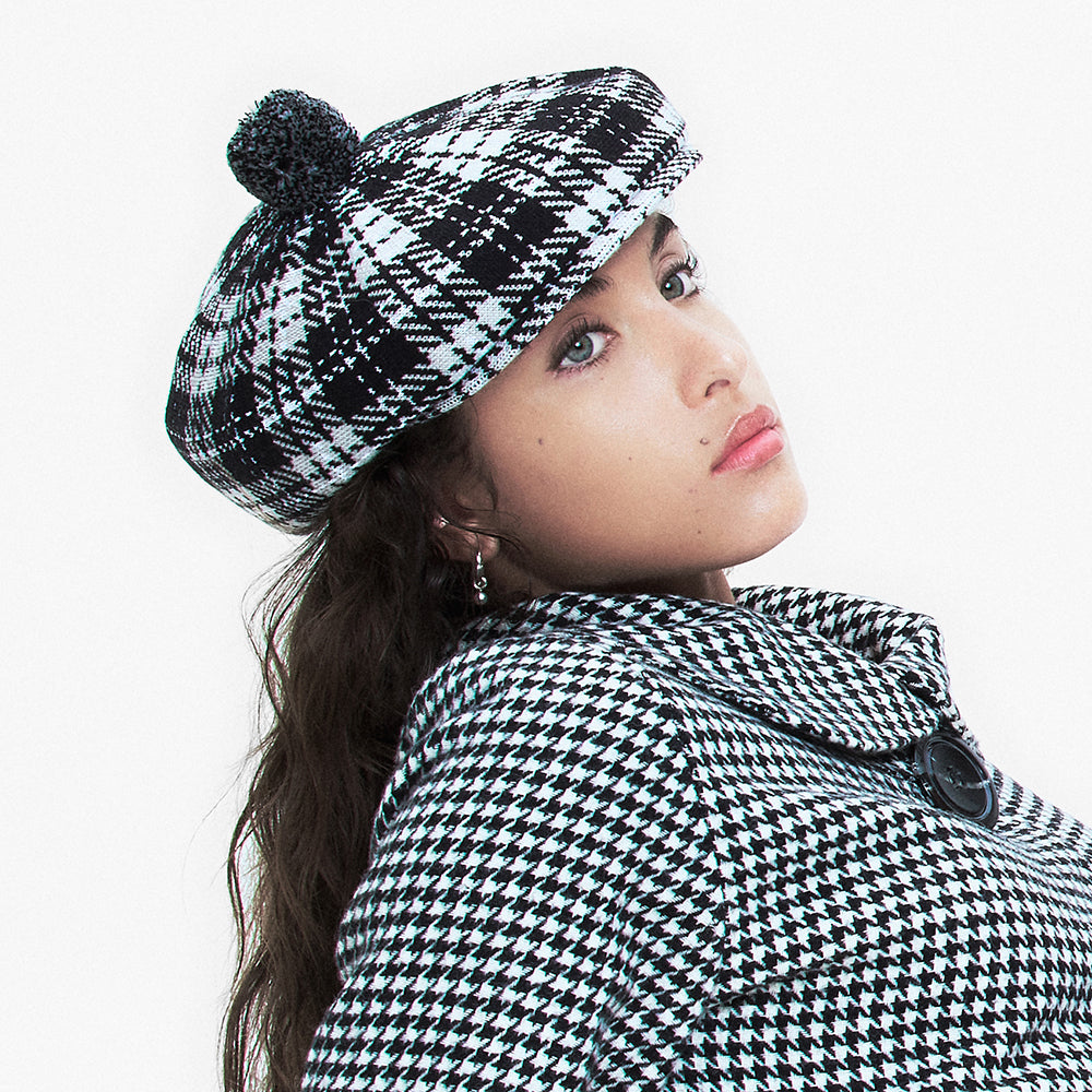 Kangol New Heritage Schiebermütze Mit Bommel - Schwarz-Grau