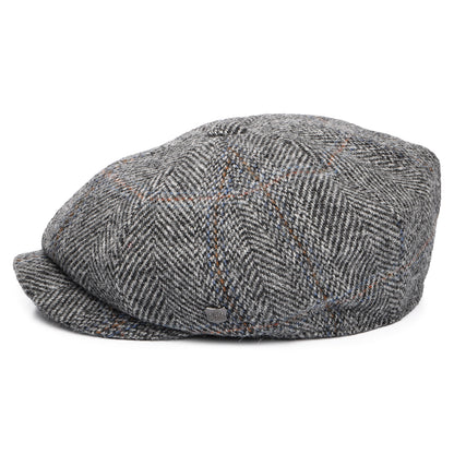 Failsworth Carloway HARRIS TWEED Ballonmütze mit Fischgrätmuster - Grau-Schwarz