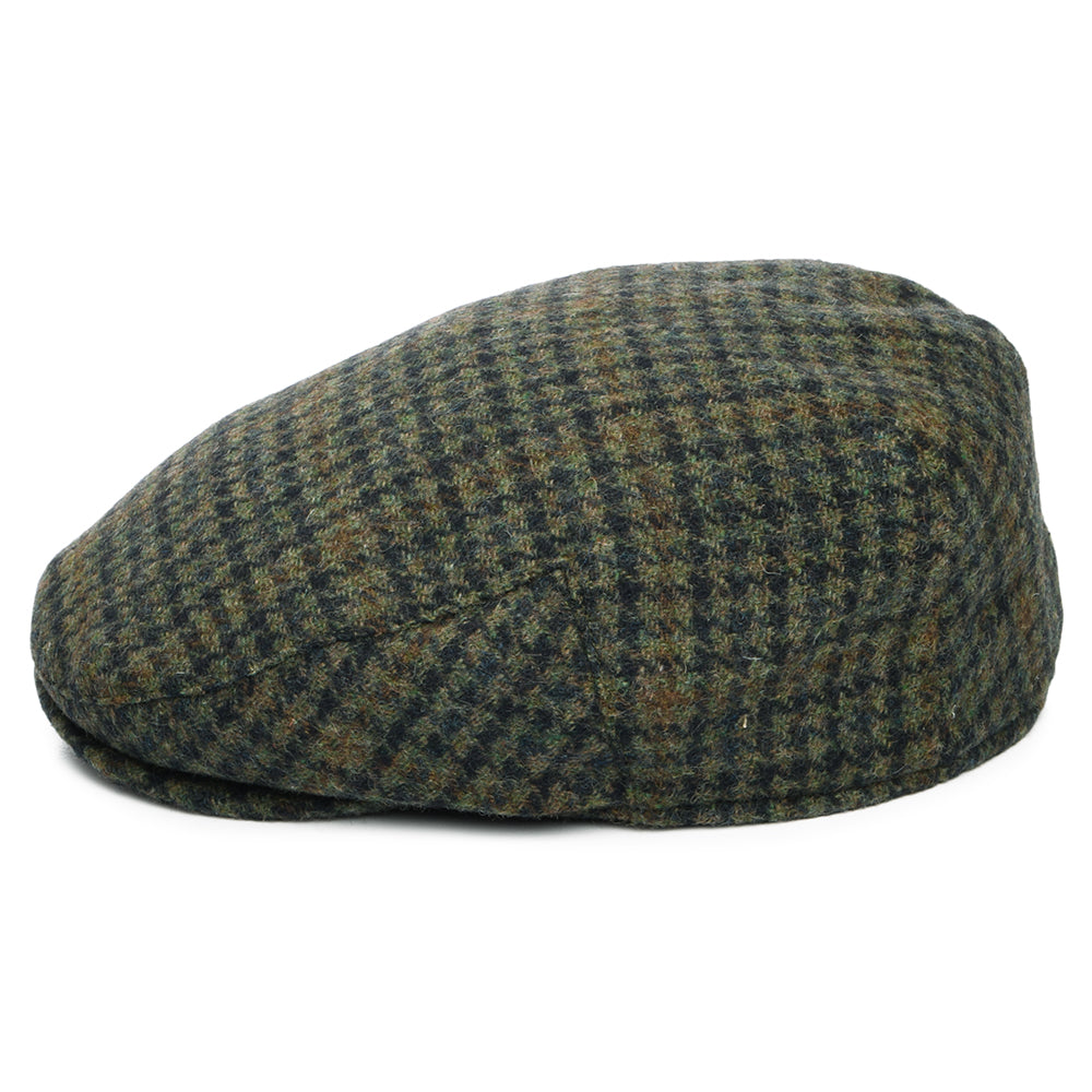 Failsworth County Schiebermütze Houndstooth aus Wollmischung - Moosgrün-Marineblau
