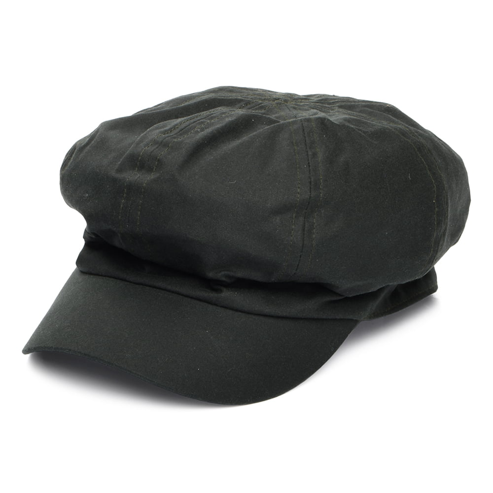 Failsworth Bakerboy Ballonmütze aus British Waxed Cotton - Olivgrün