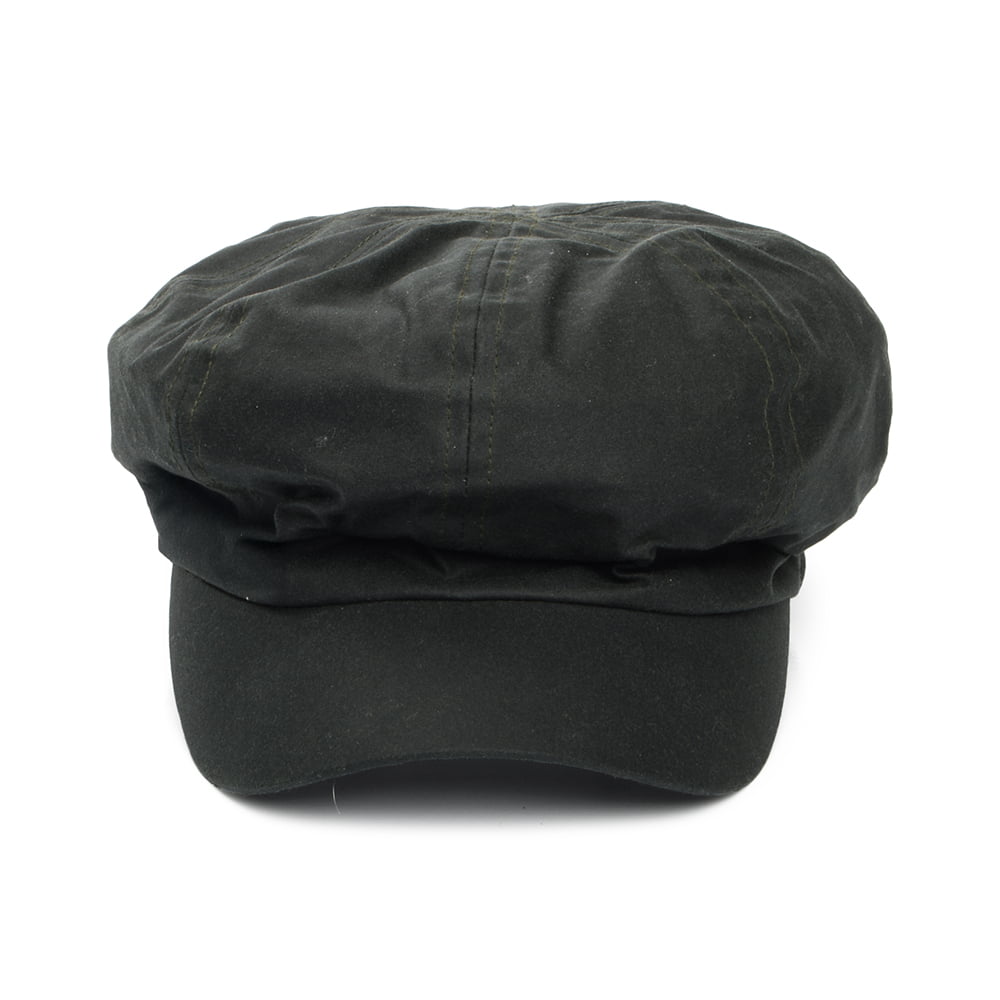 Failsworth Bakerboy Ballonmütze aus British Waxed Cotton - Olivgrün