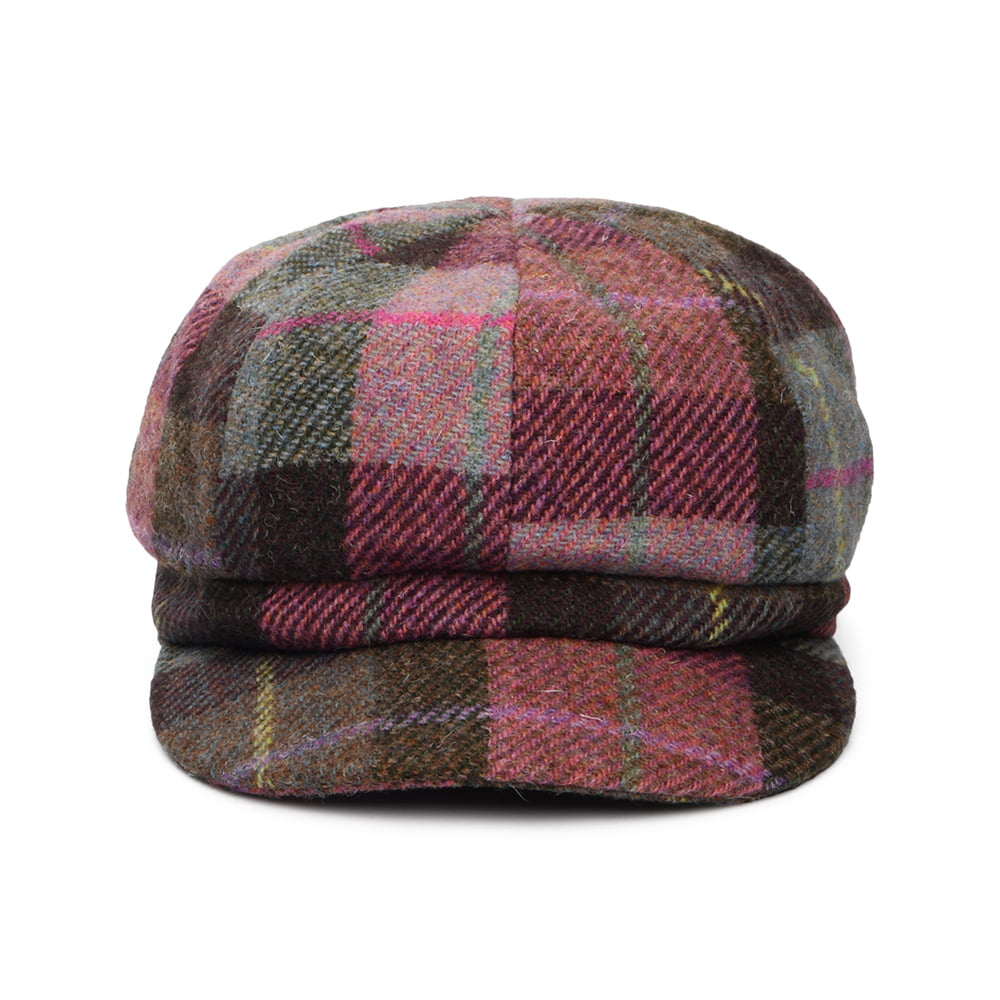 Failsworth Gabby HARRIS TWEED Bakerboy Ballonmütze - Rosa-Moosgrün