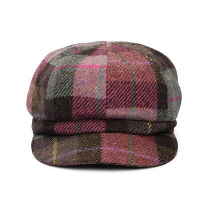 Failsworth Gabby HARRIS TWEED Bakerboy Ballonmütze - Rosa-Moosgrün