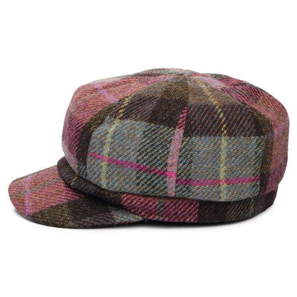 Failsworth Gabby HARRIS TWEED Bakerboy Ballonmütze - Rosa-Moosgrün