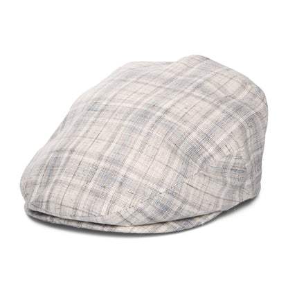 City Sport Eton Schiebermütze aus Leinen - Steingrau-Hellblau