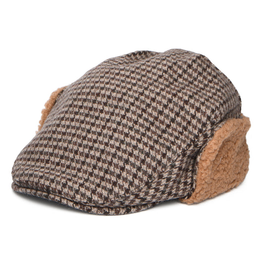 Barts Monzonite Schiebermütze Houndstooth mit Ohrenklappen - Dunkelbraun