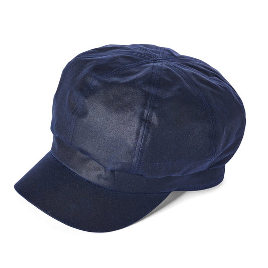 Failsworth Bakerboy Ballonmütze aus British Waxed Cotton - Marineblau