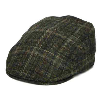 Failsworth Oban HARRIS TWEED Schiebermütze mit Fensterscheibenmuster mit Ohrenklappen - Dunkles Moos