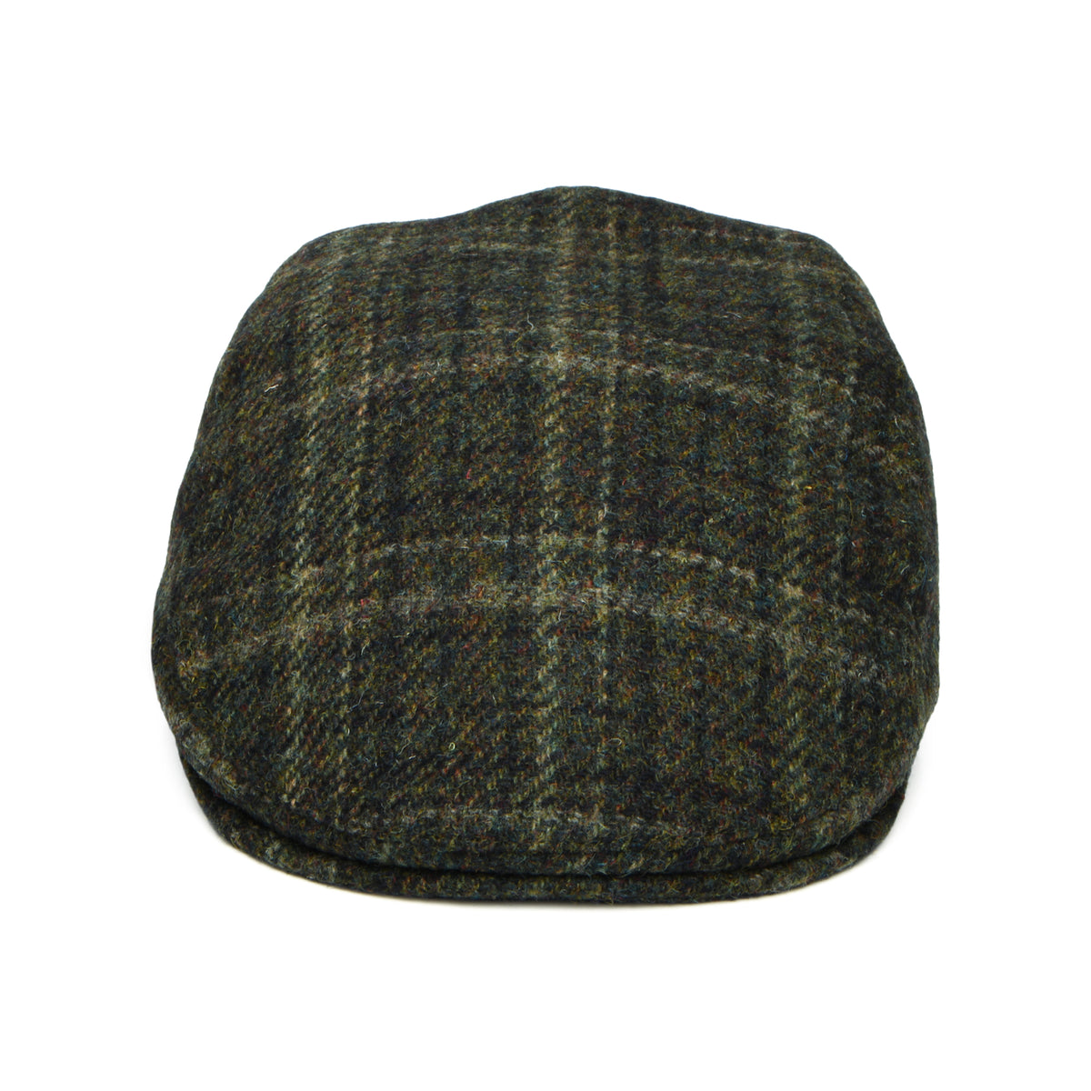 Failsworth Oban HARRIS TWEED Schiebermütze mit Fensterscheibenmuster mit Ohrenklappen - Dunkles Moos