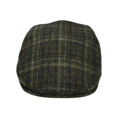 Failsworth Oban HARRIS TWEED Schiebermütze mit Fensterscheibenmuster mit Ohrenklappen - Dunkles Moos