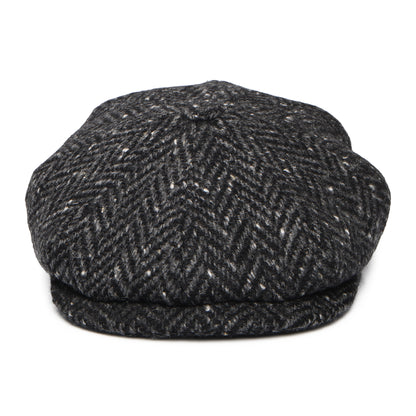 City Sport Deep Fit Donegal Tweed Ballonmütze mit Fischgrätmuster - Schwarz-Anthrazit