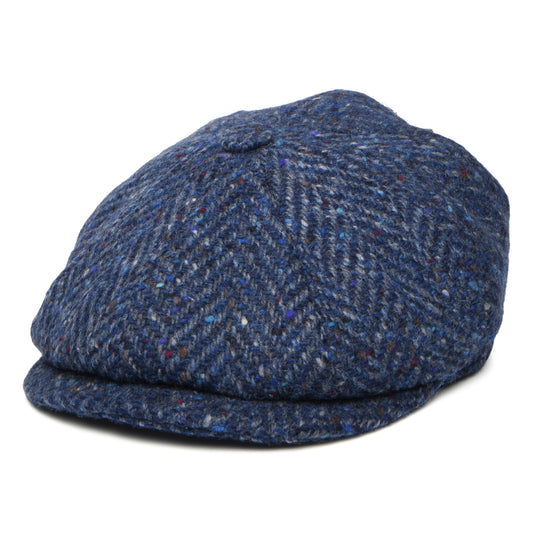 City Sport Deep Fit Donegal Tweed Ballonmütze mit Fischgrätmuster - Blau