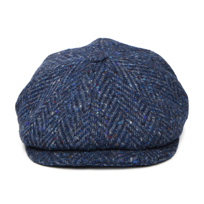 City Sport Deep Fit Donegal Tweed Ballonmütze mit Fischgrätmuster - Blau