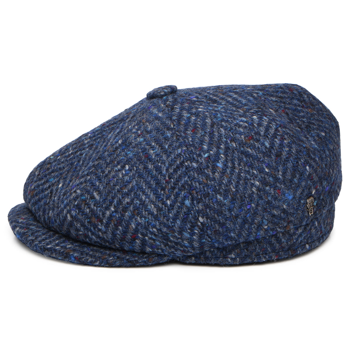 City Sport Deep Fit Donegal Tweed Ballonmütze mit Fischgrätmuster - Blau