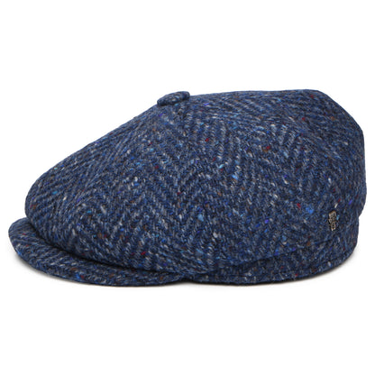 City Sport Deep Fit Donegal Tweed Ballonmütze mit Fischgrätmuster - Blau