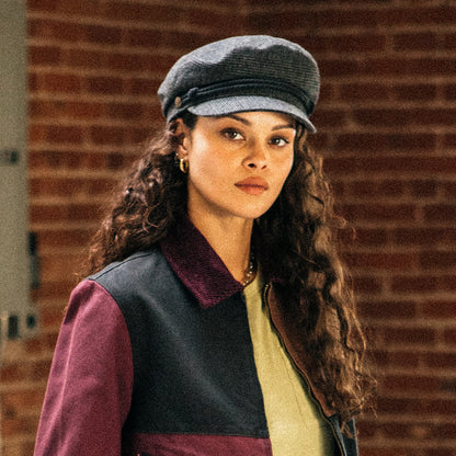 Brixton Schiffermütze mit Prince of Wales Karomuster - Dunkelgrau