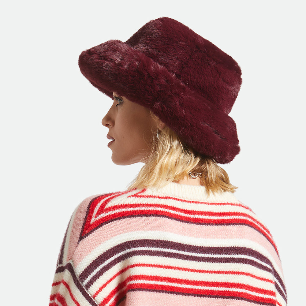 Brixton Dion Knautschbarer Fischerhut aus Kunstfell - Portwein