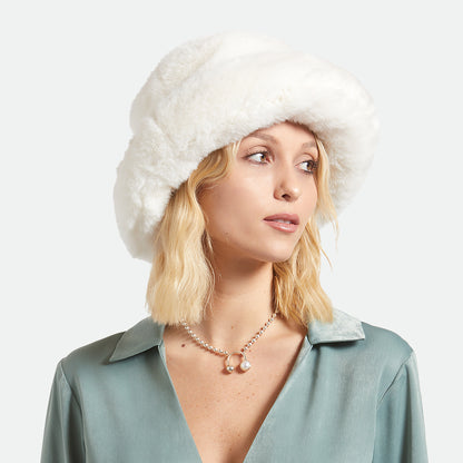 Brixton Dion Knautschbarer Fischerhut aus Kunstfell - Cremeweiß