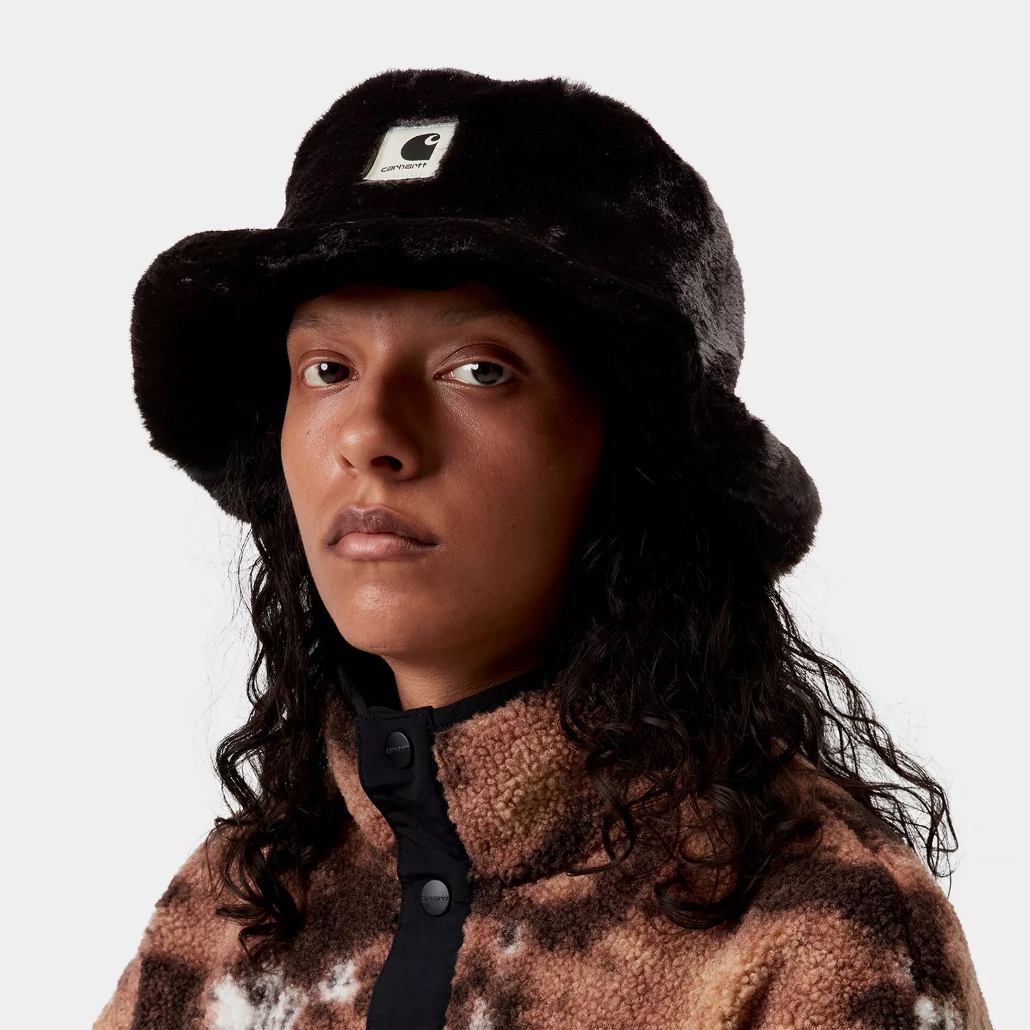 Carhartt WIP Damen Olney Kunstfell Fischerhut - Schwarz