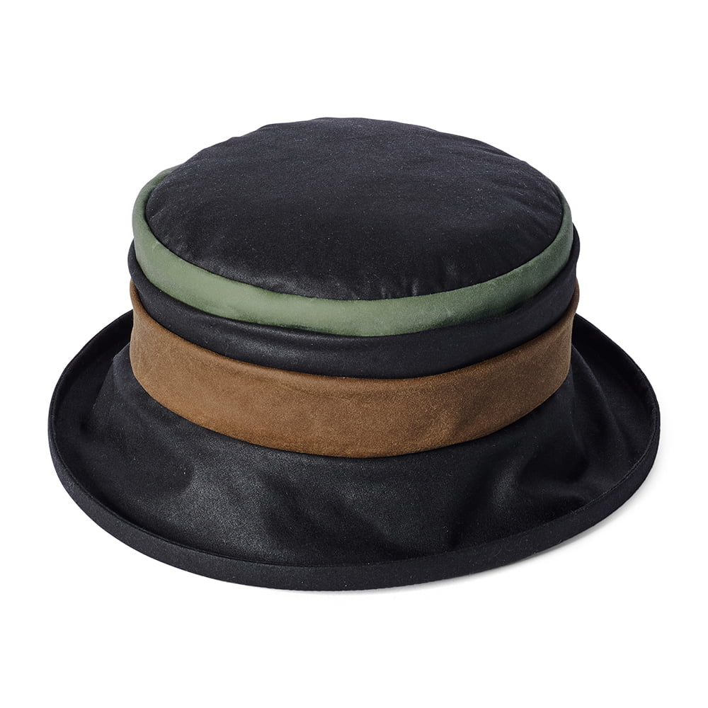 Failsworth Annie Regen Fischerhut aus British Waxed Cotton - Schwarz