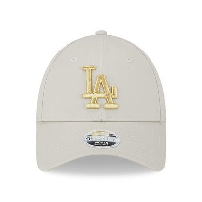 New Era Damen 9FORTY L.A. Dodgers Baseball Cap - MLB Metallic Logo - Steinfarben-Gold