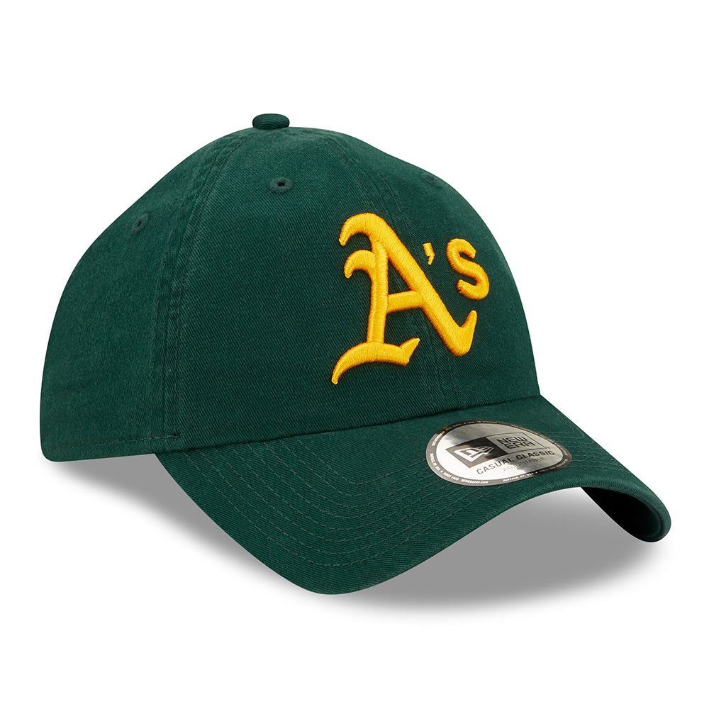 New Era 9TWENTY Oakland Athletics Baseball Cap - MLB League Essential II - Dunkelgrün-Gelb