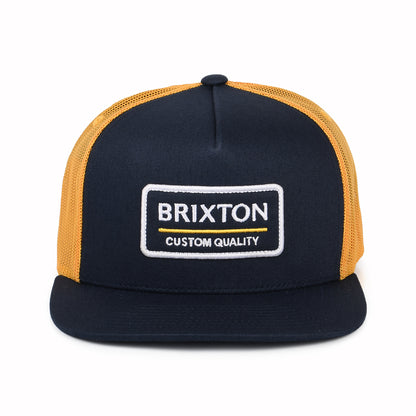 Brixton Palmer Proper MP Trucker Cap - Verwaschenes Marineblau-Gelb