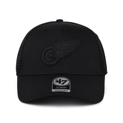 47 Brand Detroit Red Wings Trucker Cap - NHL Branson MVP - Schwarz auf Schwarz