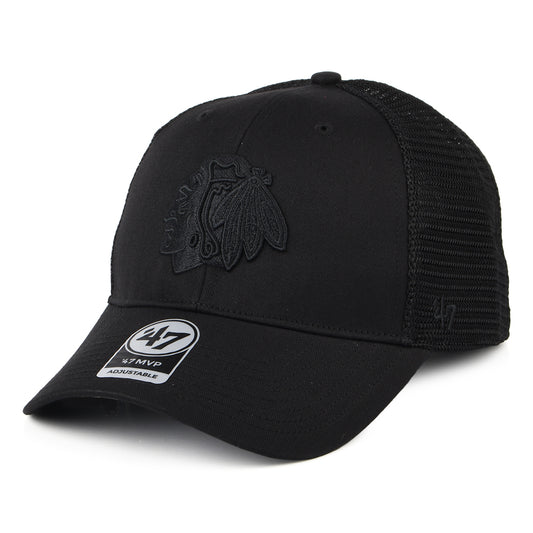 47 Brand Chicago Blackhawks Trucker Cap - NHL Branson MVP - Schwarz auf Schwarz