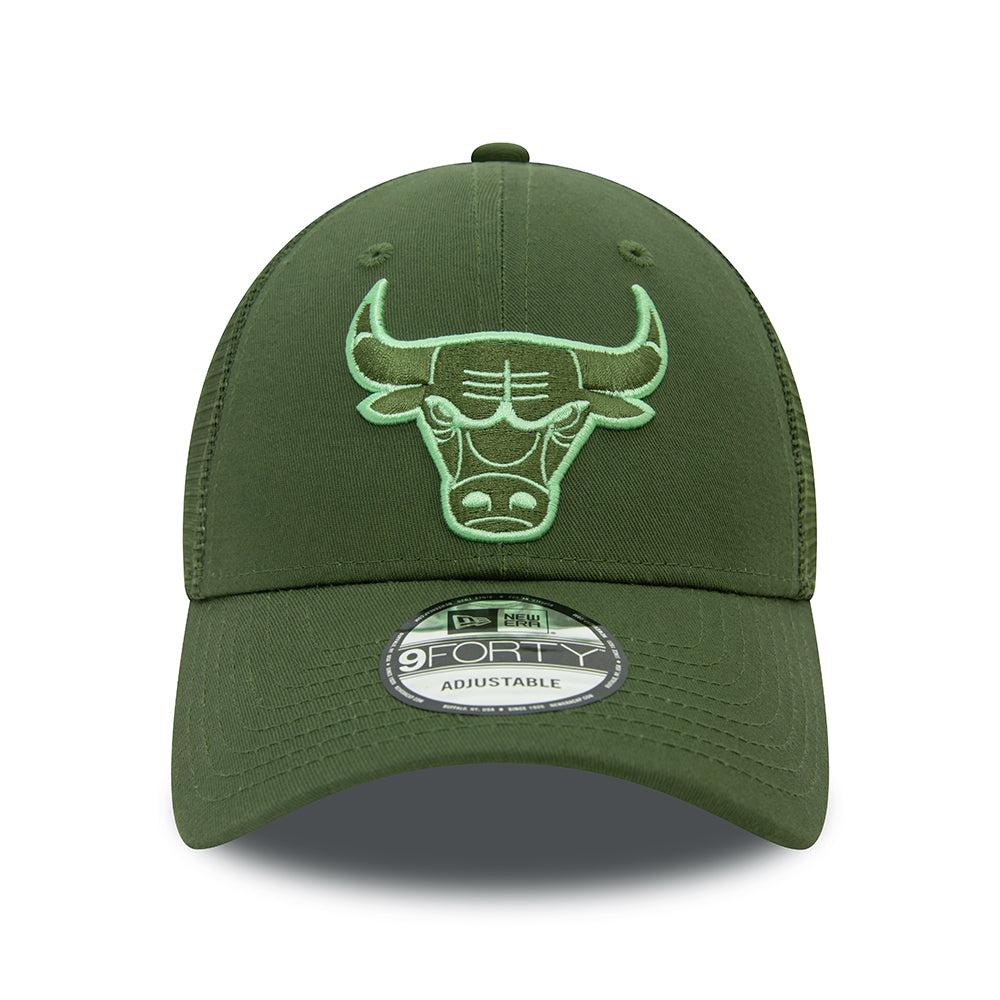 New Era 9FORTY Chicago Bulls Trucker Cap - NBA Seasonal - Olivgrün-Grün