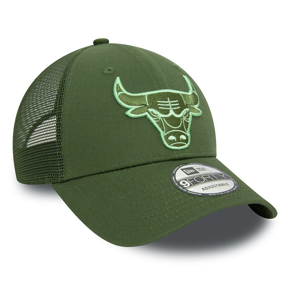 New Era 9FORTY Chicago Bulls Trucker Cap - NBA Seasonal - Olivgrün-Grün