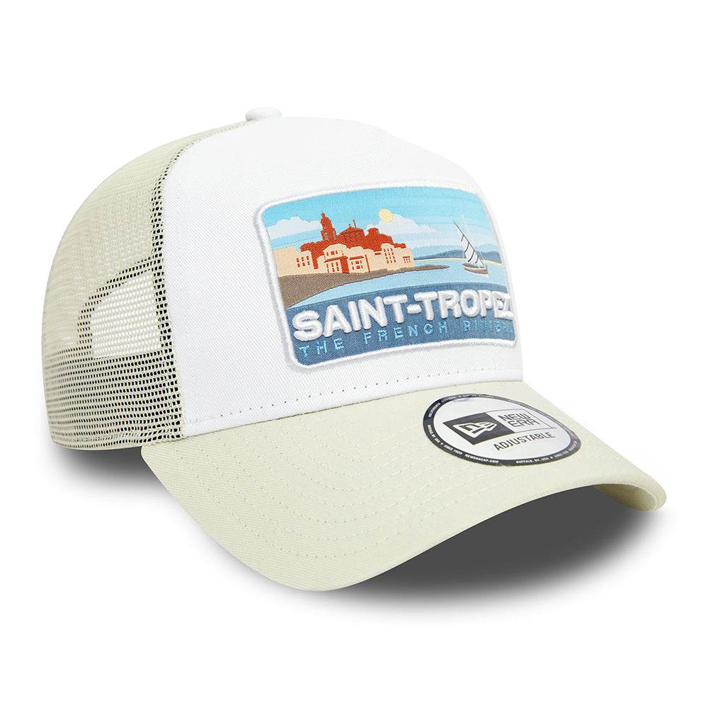 New Era A-Frame Saint-Tropez Trucker Cap - NE Summer - Weiß-Cremeweiß