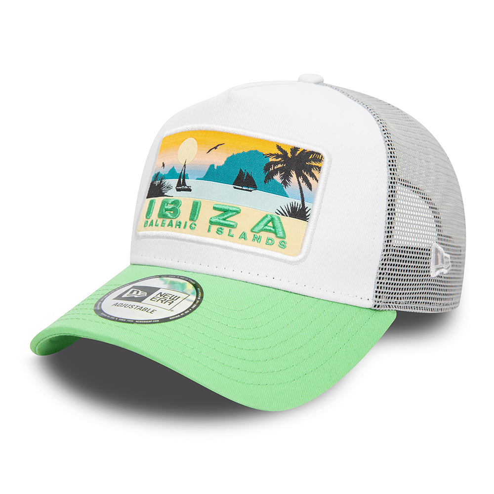 New Era A-Frame Ibiza Trucker Cap - NE Summer - Weiß-Helles Grün