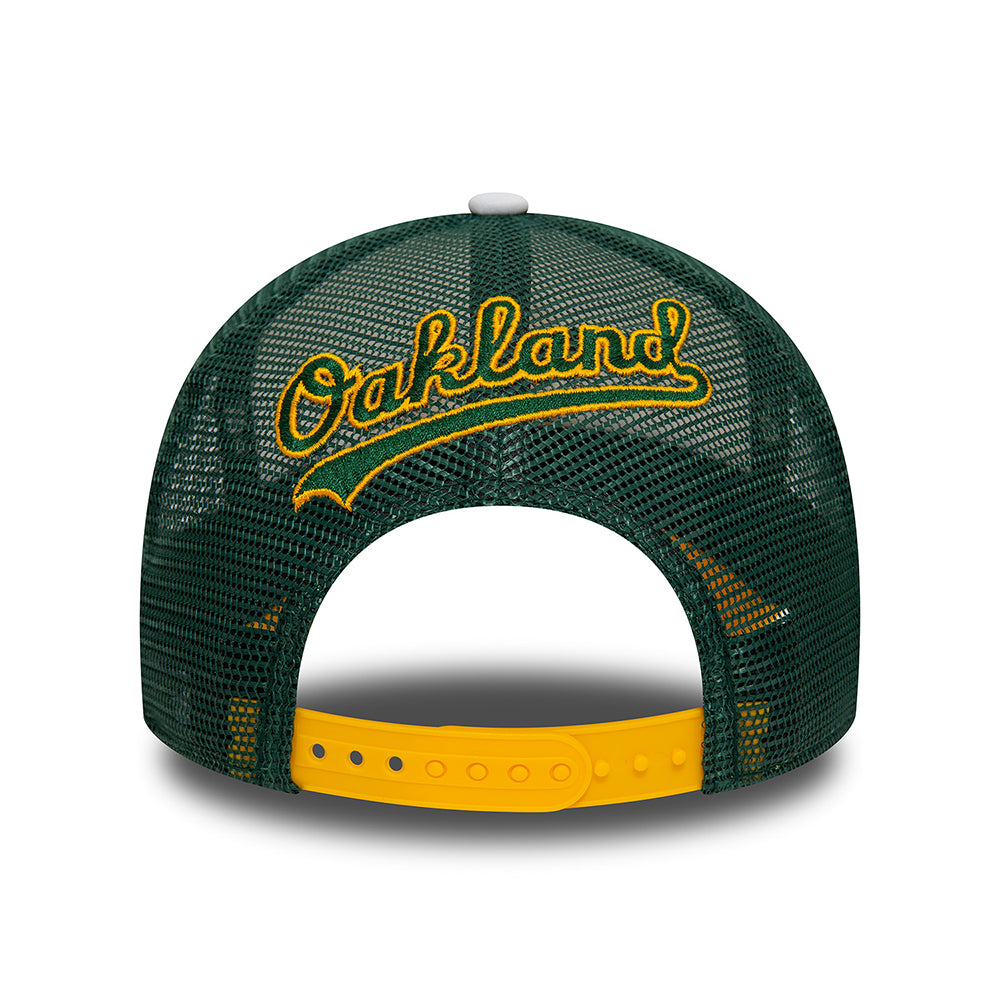 New Era Unisex A-Frame Oakland Athletics Trucker Cap - MLB Logo - Weiß-Gelb-Dunkelgrün