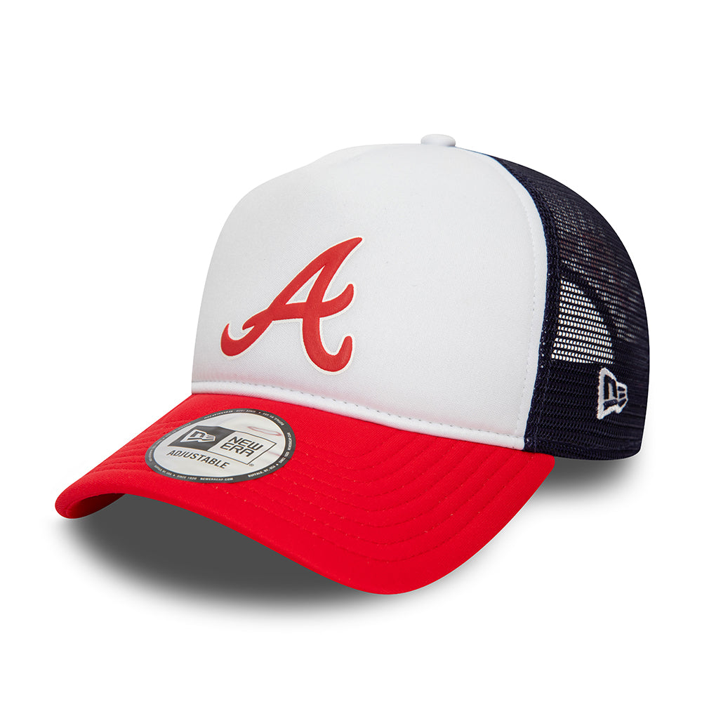 New Era A-Frame Atlanta Braves Trucker Cap - MLB Logo - Weiß-Scharlachrot-Marineblau