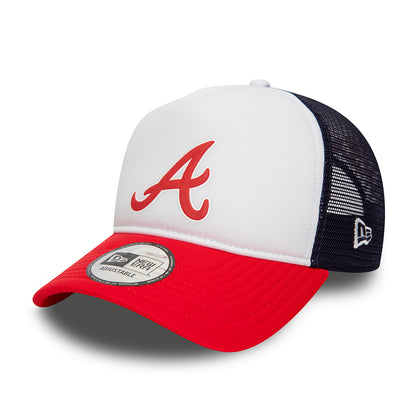 New Era A-Frame Atlanta Braves Trucker Cap - MLB Logo - Weiß-Scharlachrot-Marineblau