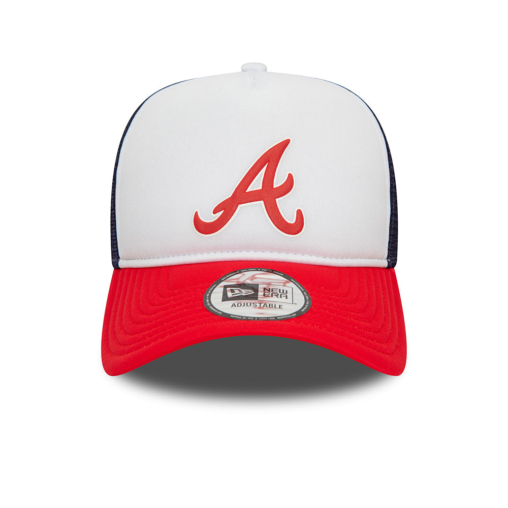 New Era A-Frame Atlanta Braves Trucker Cap - MLB Logo - Weiß-Scharlachrot-Marineblau
