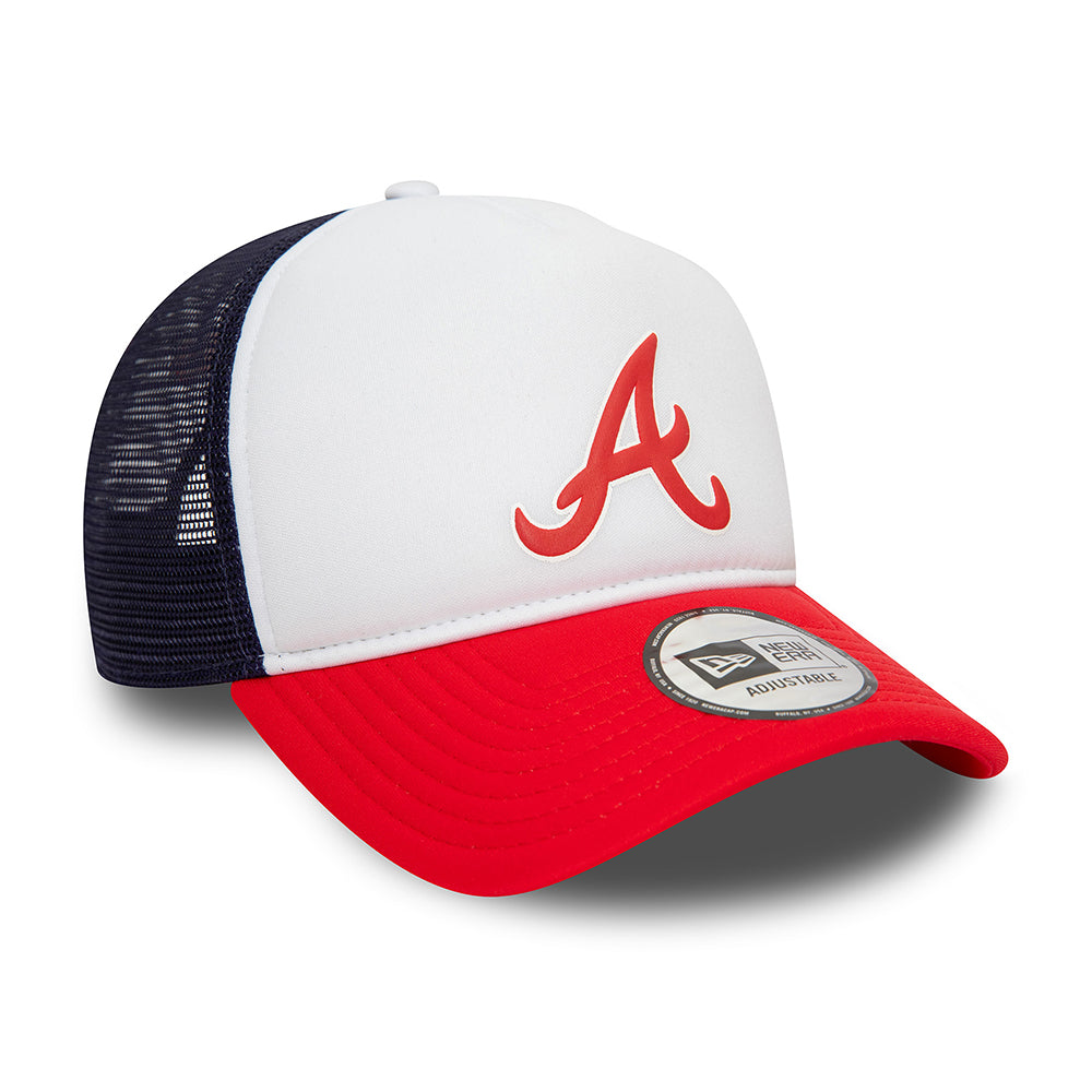 New Era A-Frame Atlanta Braves Trucker Cap - MLB Logo - Weiß-Scharlachrot-Marineblau