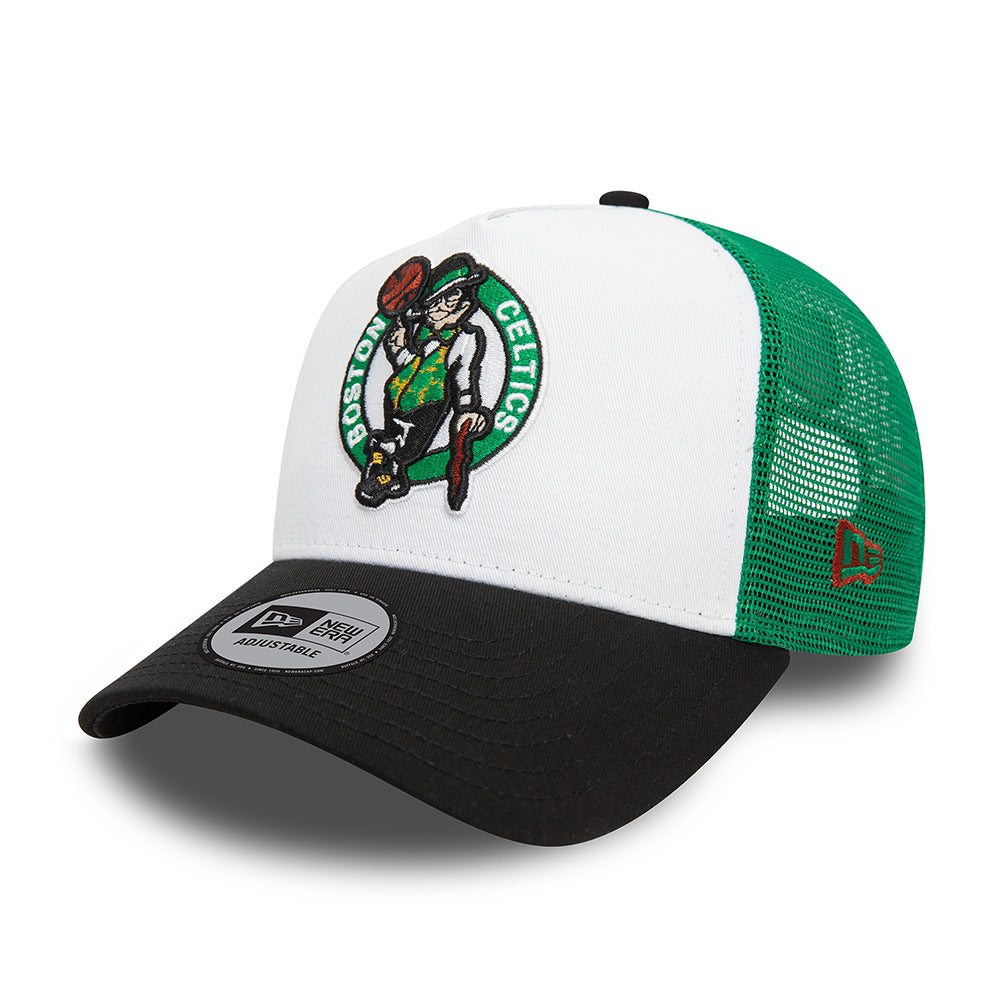 New Era A-Frame Boston Celtics Trucker Cap - NBA Rear Arch - Weiß-Schwarz-Grün