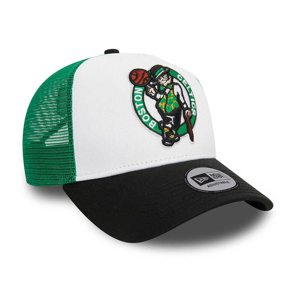 New Era A-Frame Boston Celtics Trucker Cap - NBA Rear Arch - Weiß-Schwarz-Grün