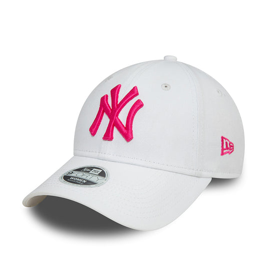 New Era Damen 9FORTY New York Yankees Baseball Cap - MLB League Essential - Weiß-Rosé