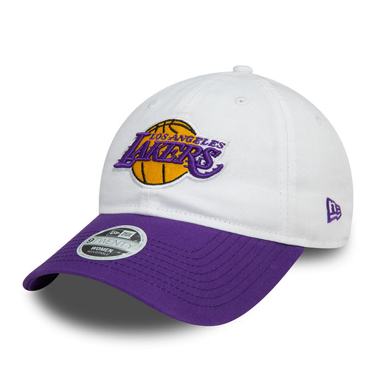 New Era Damen 9TWENTY L.A. Lakers Baseball Cap - NBA White Crown - Weiß-Lila