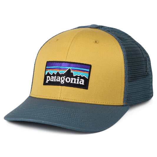 Patagonia P-6 Logo Trucker Cap aus organischer Baumwolle - Senfgelb-Rauchblau