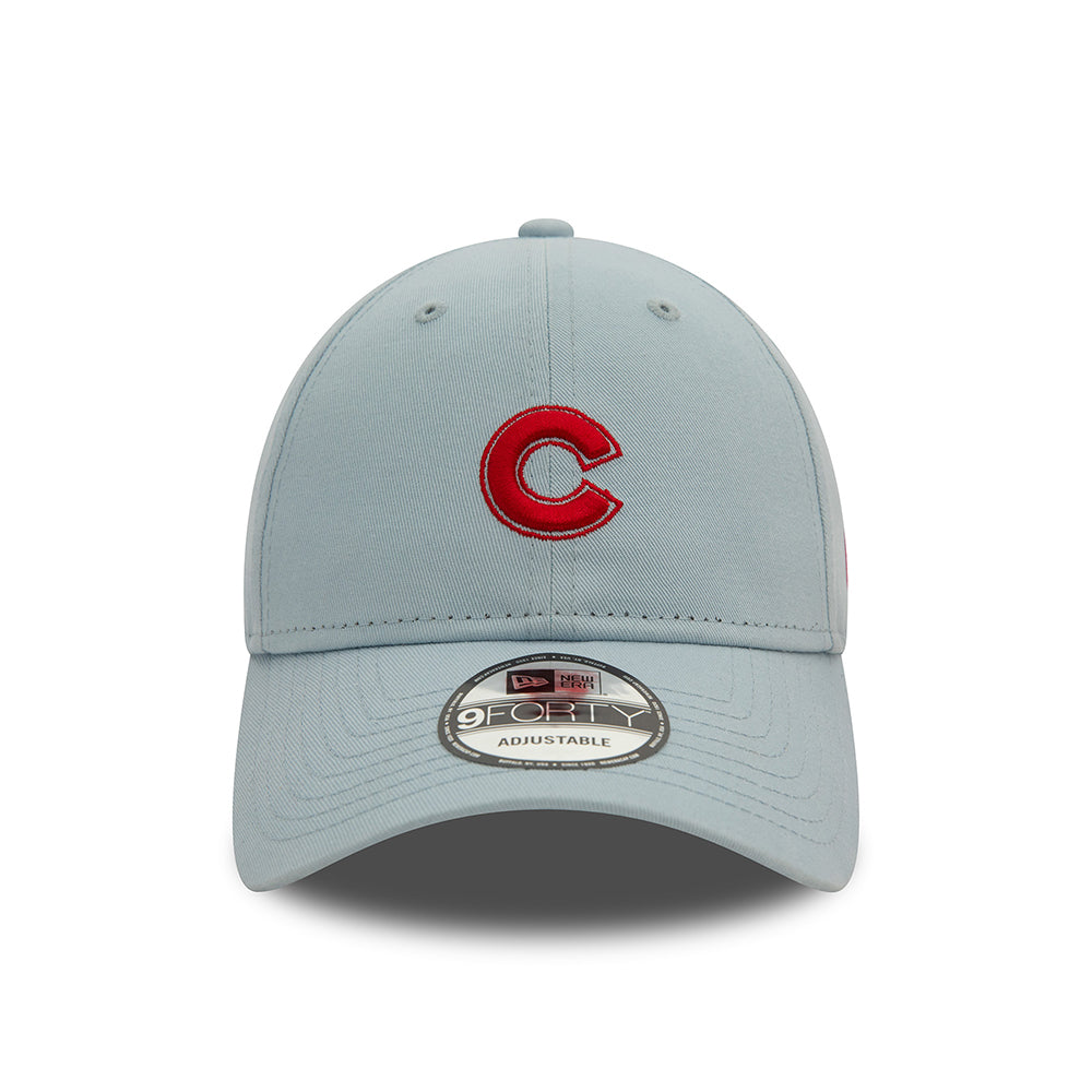 New Era 9FORTY Chicago Cubs Baseball Cap - MLB Washed - Baby Blau-Scharlachrot