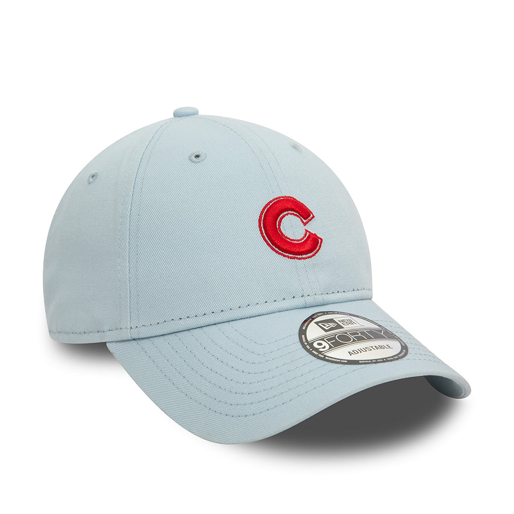 New Era 9FORTY Chicago Cubs Baseball Cap - MLB Washed - Baby Blau-Scharlachrot