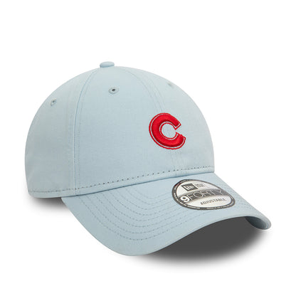 New Era 9FORTY Chicago Cubs Baseball Cap - MLB Washed - Baby Blau-Scharlachrot