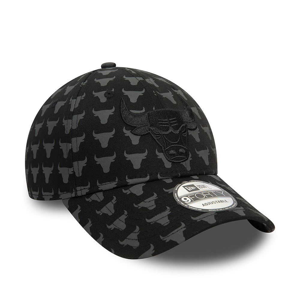 New Era 9FORTY Chicago Bulls Baseball Cap - NBA Monogram - Schwarz