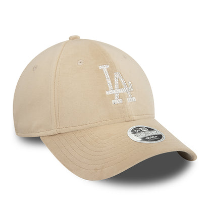 New Era Damen 9FORTY L.A. Dodgers Baseball Cap - MLB Velour Diamante - Steingrau