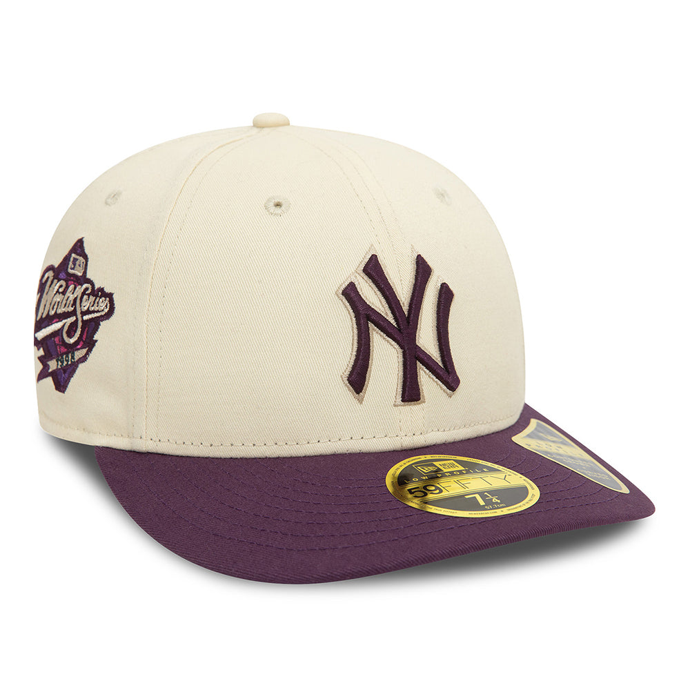 New Era 59FIFTY Low Profile New York Yankees Baseball Cap - MLB Seasonal World Series - Helles Cremefarben-Zwetschge