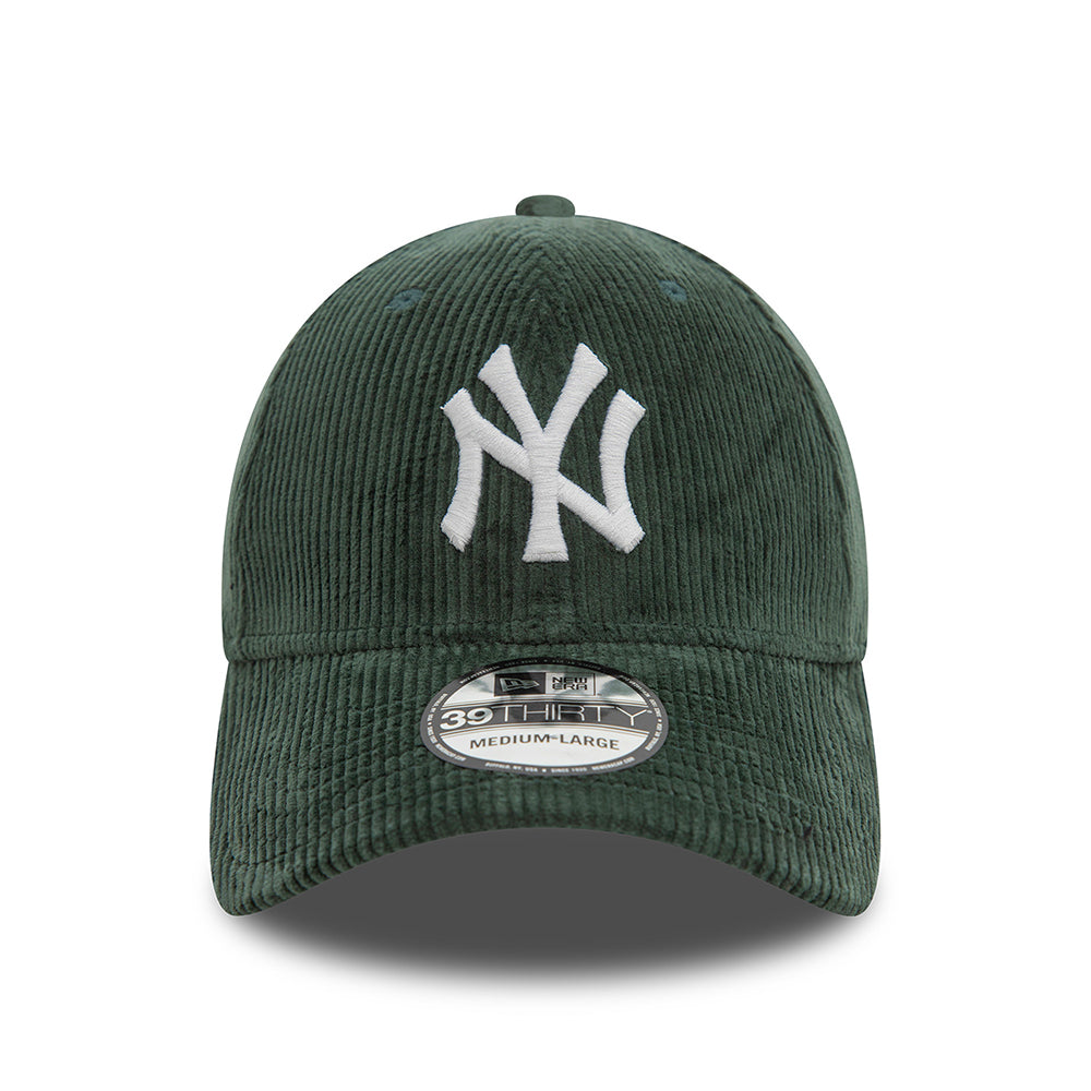 New Era 39THIRTY New York Yankees Baseball Cap - MLB Cord II - Dunkelgrün-Weiß
